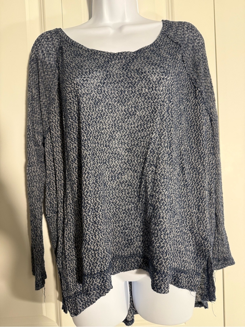 Free People Blue Marled Long Sleeve Sweater Tee
